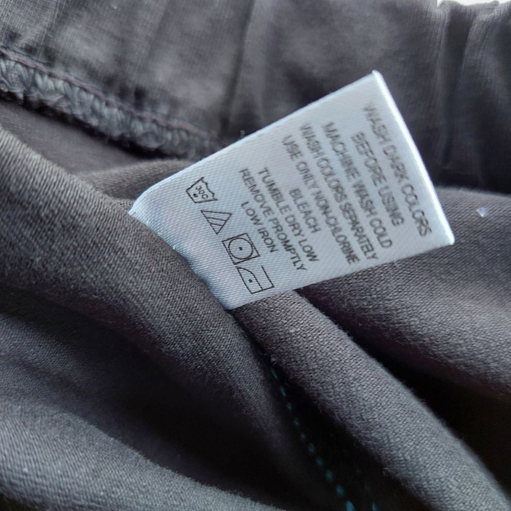 Woman Within Black Cropped Athletic Pants w/Aqua Stripe 14/16 PETITE NWOT - Picture 4 of 7